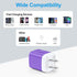 USB-A Wall Plug Charger Purple for Google Pixel 8a 8 7 Pro,Samsung Galaxy A55/A15/A53,S24/S23/S22/S21,2-Pack USB Power Adapter Charging Cube Brick...