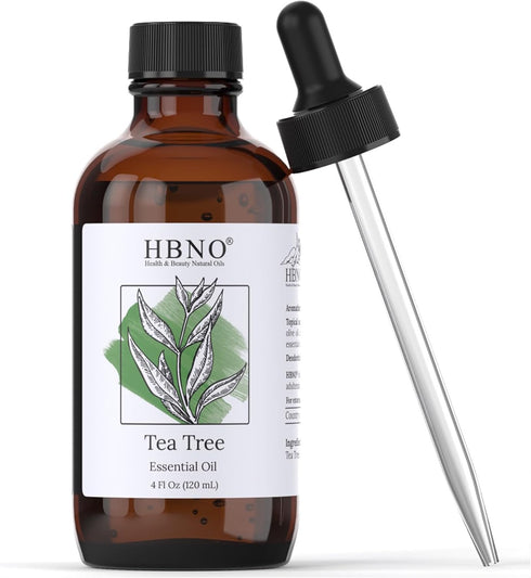 HBNO® California Bottled Tea Tree Oil for Skin 4 fl oz (120ml) - Natural Tea Tree Oil for Hair - Steam Distilled Tea Tree Essential Oil for Aromat...