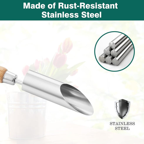 Berry&Bird Bulb Planter Tool, 12" Garden Bulb Transplanter Tool, Stainless Steel Manual Hole Digger with Wooden Handle, Transplanting Agricultural...