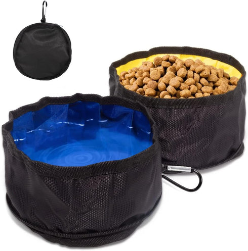 Travel Dog Bowls(67oz), 2 in 1 Collapsible Portable Dog Water Food Double Bowls Outdoor Feeding Foldable Dog Bowl for Pets Traveling Camping Walki...