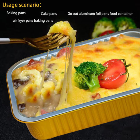 Aluminum Foil Pans with lids 10pack Heavy Duty 2LB Small foil pan 8.5"×6" Disposable, For Microwave & Oven Safe Cooking,Baking,A takeaway food con...
