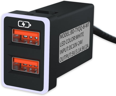 Car Charger QC3.0 Fast Charge,for Toyota Dual USB Port Socket Fast Charging, with LED Light Show,Compatible Smartphones,Tablet or Other USB Device...