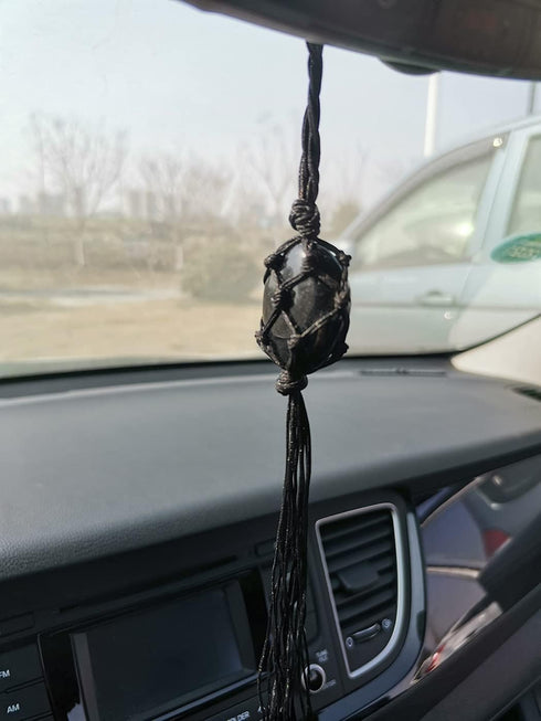Handmade Car Mirror Hanging Accessories Decor Obsidian Car Rear View Mirror Crystal Charm Home Ornament Pendant Decorations...