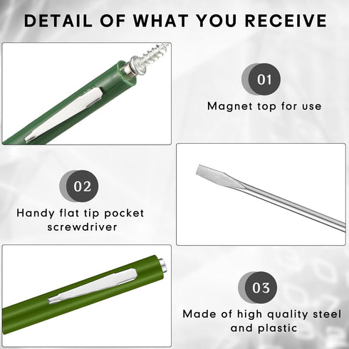 10 Pieces Pocket Screwdriver Mini Tops And Pocket Clips Pocket Screwdriver Magnetic Slotted Pocket Screw Driver with A Single Blade Head for Mecha...