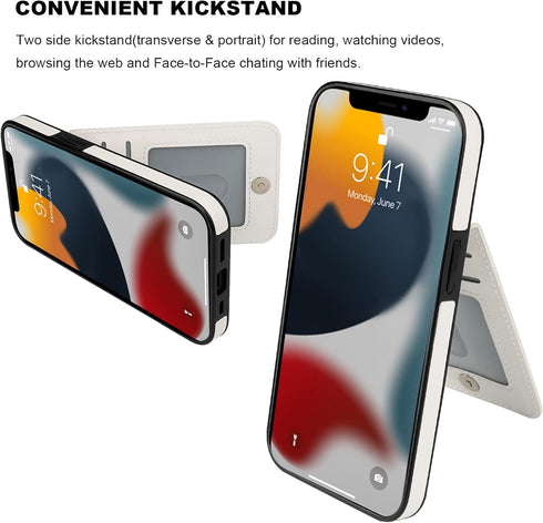 KIHUWEY Compatible with iPhone 13 Pro Case Wallet with Credit Card Holder, Premium Leather Magnetic Clasp Kickstand Heavy Duty Protective Cover fo...