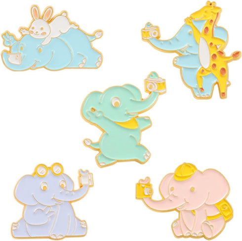 Cute Elephant Enamel Brooch Pins Funny Animal Anime Cartoon Brooches Pins Kawaii Nature Outdoors Lapel Badge Brooch Pins for Lanyards Backpacks Cl...