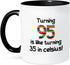 3dRose 95 Is Like Turning 35 In Celsius-Humorous 95th Birthday Gift Two Tone Mug, 11 oz, Black...