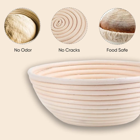 Sourdough Bread Proofing Baskets Banneton Set of 2, Round & Oval Sourdough Banneton Bowl with Liners, Handmade Quality Indonesian Rattan Bread Bak...