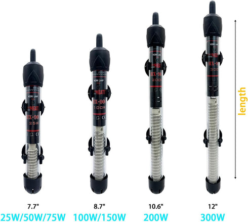 Fish Tank Aquarium Heater - Adjustable Temperature Submersible Thermostat Heater,25W/50W/100W/150W/200W/300W...