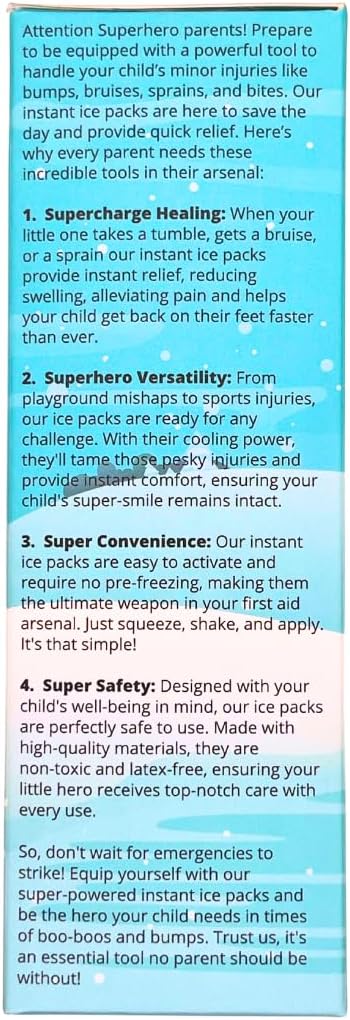 3-Pack Kids Super-Powered Instant Cold Ice Pack - Quick and Effective Pain relief for your Childs Bumps and Bruises with Super Hero Shields.....