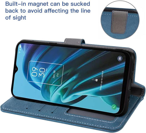 Compatible with TCL 30XE/30V/4X/20AX/20A/20R/Bremen 5G Wallet Case and Tempered Glass Screen Protector Flip Credit Card Holder Stand Cell Phone Co...