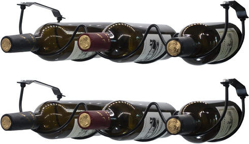 Under Cabinet Wine Rack, Organization and Storage Rack for Bottles, Wall Mounted Liquor Bottle Holder for Kitchen Bar Decor, Metal Black (Black, 2...