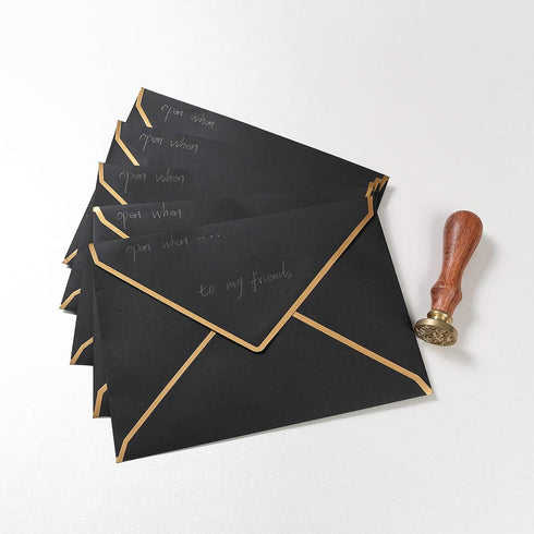 50 Pack A6 Envelopes 4x6 Card Envelopes Self-Adhesive V Flap Envelopes with Gold Border for Office, Wedding Gift Cards, Invitations, Graduation, B...