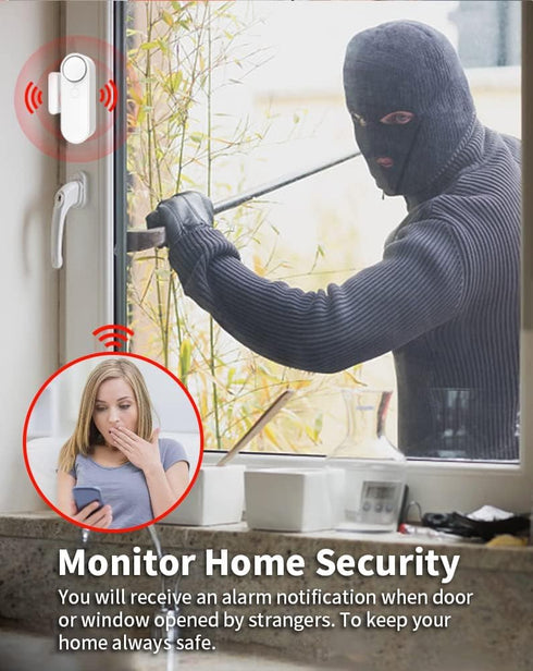 ChunHee WiFi Door Sensor, Door Window Sensor Alarms Detector Real-time Alarm with Alexa, Google Assistant, No Hub Required, Trigger APP Notificati...