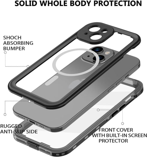 for iPhone 15 Plus Case Waterproof,Shockproof Dustproof IP68 Waterproof iPhone 15 Plus Case Built-in Screen Protector Charging Magnetic Ring for i...