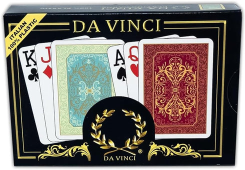 DA VINCI Persiano, Italian 100% Plastic Playing Cards, 2-Deck Set Poker Size Jumbo Index, with Hard Shell Case and 2 Cut Cards...