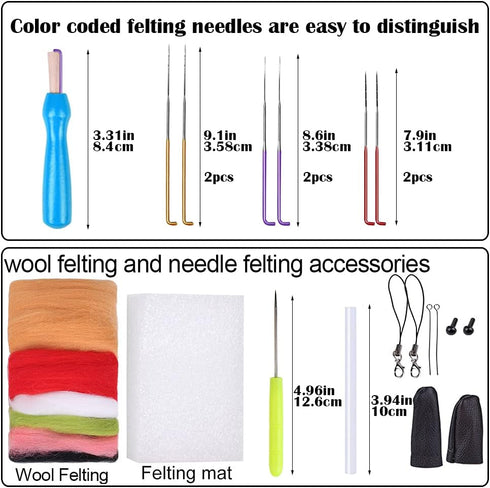 BAGERLA 1 Set Animal Wool Needle Felting Kit, Beginner's Needle Felting Kit with Instructions, Basic Tools, Needles, Finger Cots, Felting Foam Mat...