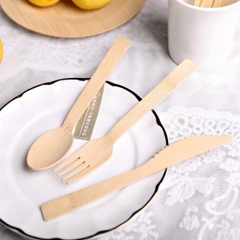 Banbu Bamboo Cutlery Disposable- 100PK Bamboo Knives Disposable 6.7" 100% Compostable Biodegradable Knife Renewable Natural Travel Knife for Campi...