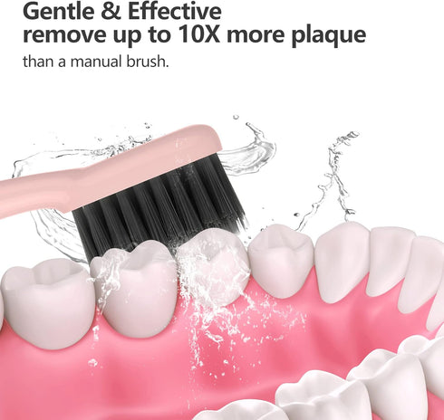 YUNCHI Replacement Toothbrush Heads for Burst Electric Toothbrush Adults with Dust Cover Caps, Soft Charcoal Bristles for Deep Cleaning, Plaque Re...