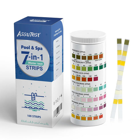 Pool Test Strips - 7 in 1 Hot Tub & Spa Water Testing Kit, 100 Count, Accurate Pool Testing Kit for pH, Chlorine, Bromine & More...