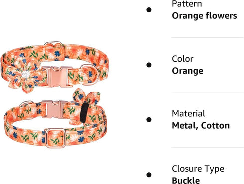 Dog Collar,Rhinestone Flower Girl Dog Collar Puppy Collar Floral Pattern Dog Collar Cute Dog Collar with Detachable Rhinestone Flower for Female D...
