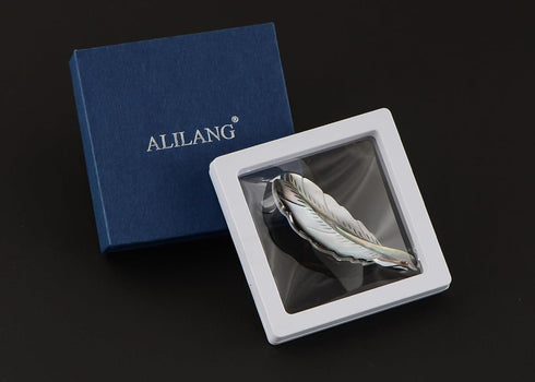 Alilang Natural Abalone Shell Silver Tone Feather Fashion Brooch Pin Accessories...