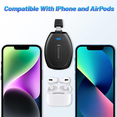 Mini Keychain Portable Charger for iPhone, (2024 Upgraded) Power Emergency Pod, Wireless Keychain Phone Charger Emergency Power Quick Small Extern...