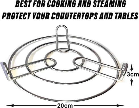 Iron Stand | Stainless Steel Trivet |Round Steamer Rack for Kitchen | Heat Resistant Hot Plate Dishes Holder | Cooker Donga Stand | Pack of 2 | Si...