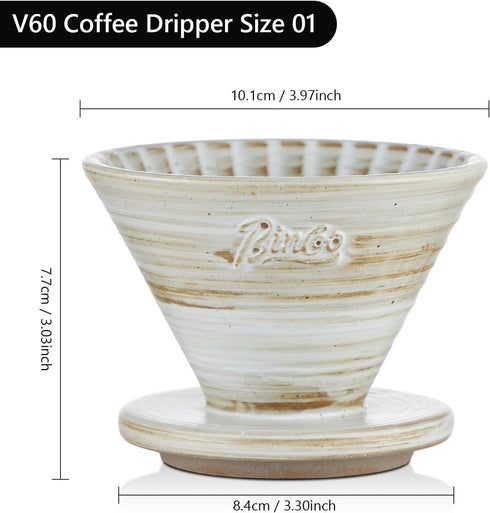 Bincoo Ceramic Coffee Dripper 1-2 Cup,V60 Pour Over Cone Coffee Maker Size 01 for Home Baristas-Easy Manual Brew Maker Gift,Planet Pour Over Coffe...