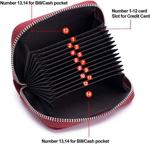 EASTNIGHTS RFID Credit Card Holder Genuine Leather Credit Card Wallet with Zipper...