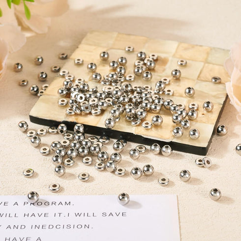 Fashewelry 200pcs 304 Stainless Steel Round Beads Flat Round Spacer Beads 6mm Metal Loose Beads for DIY Beading Bracelet Necklace Jewelry Making H...