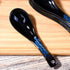 Japanese Ceramic Soup Spoon set of 5 Table spoons for Meals Soups and Ice creams Microwave and Dishwasher Safe Blue and Black...