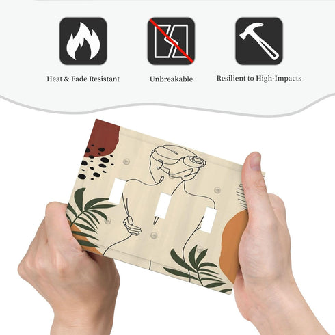 Abstract Art Bosnia Boho Triple Toggle Light Switch Cover 3 Gang Wall Plate Decorative Switchplate Electrical Faceplate for Bathroom Kitchen Home ...