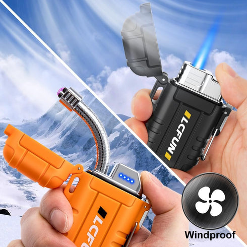LcFun 2 Pack Waterproof Lighter, Torch Lighter, Electric Lighter USB-C Rechargeable, Windproof Refillable Butane Lighter, Flexible Neck Plasma Lig...