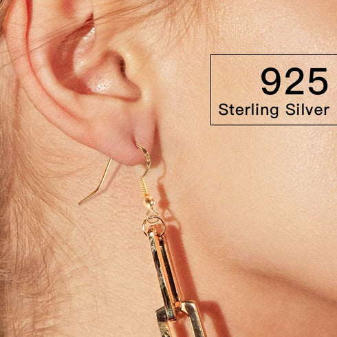 925 Sterling Silver Earring Hooks 200 PCS, Gold Earring Hooks for Jewelry Making, Hypoallergenic Fish Hook Earrings Making Kit, DIY Earring, with ...