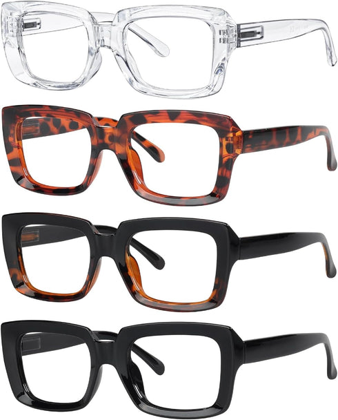 Eyekepper 4 Pack Ladies Reading Glasses - Stylish Oversized Square Readers for Women...