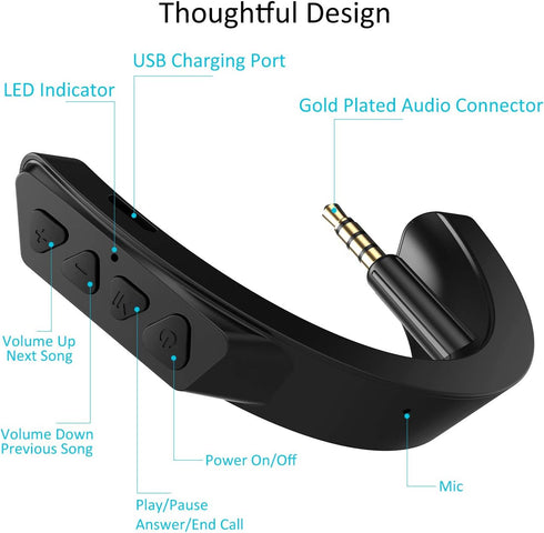 Upgraded aptX Wireless Bluetooth Adapter for Bose QuietComfort QC 25 Headphones with Mic/Volume Control, Black...