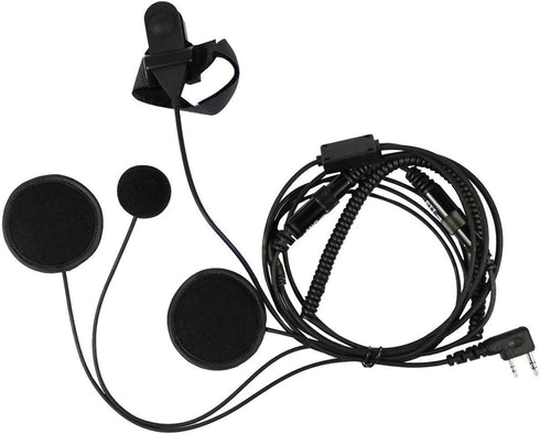 2 PIN Full Face Motorcycle Bike Headset Earpiece Mic for Kenwood BaoFeng WouXun PuXing Linton Two Way Radio Walkie Talkie - Black...