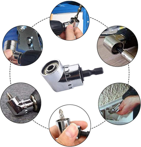 Right Angle Drill Adaptor Impact Drill Bit Extension 4-in-1 Impact Grade Socket Adapter Set Cr-V 1/4" 3/8" 1/2" Angle Drill Attachment Tools for H...