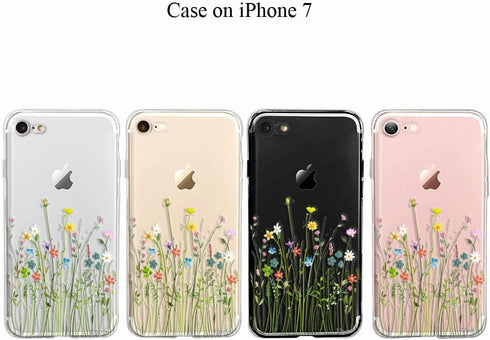 Unov Case Compatible with iPhone SE (2022) iPhone SE (2020) iPhone 8 iPhone 7 Case Clear with Design Embossed Floral Pattern TPU Soft Bumper Shock...