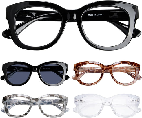 Eyekepper 5 Pack Oversized Reading Glasses - Retro Readers for Women Include Sunshine Readers +2.50...
