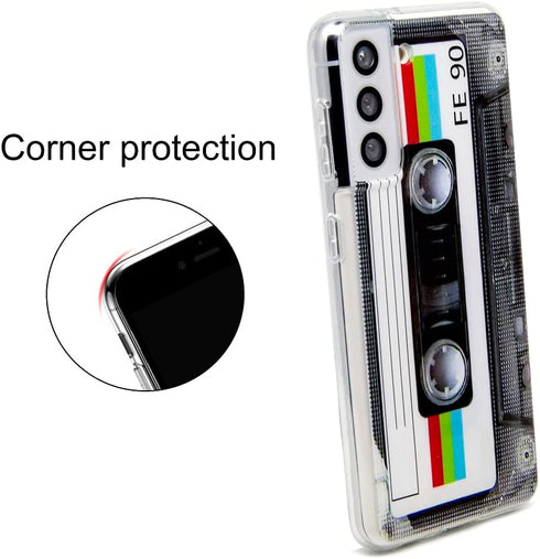 FAteam Case for Galaxy S21 5G Shockproof Scratchproof with TPU Soft Bumper Retro Cassette Tape Case Compatible with Samsung Galaxy S21 5G...