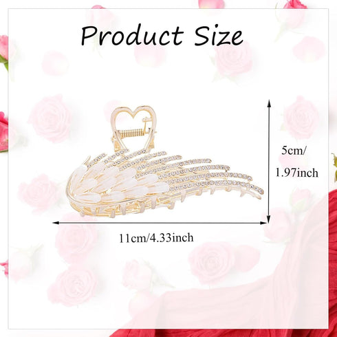 Wing Hair Claw Clips Gold Hair Clips for Thick or Thins Hair Angel Wings Hair Jaw Clips Strong Hold Large Shark Claw Clips Metal Barrettes Rhinest...