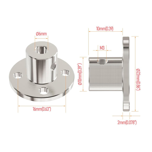 6.35mm(1/4 in) Flange Shaft Coupling, Rigid Coupling Motors Guide Support Coupler, High Hardness Connector Flanged Mount for DIY RC Model Motors C...