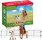 Schleich Farm World Rodeo Roping Playset - Cowgirl Rodeo Rider Figurine with Cow, Pen, and Rope, Realistic Western Rodeo Farm Toys and Accessories...