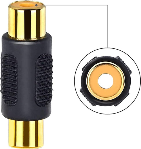 10 Pack Audio Video Gold RCA Female to Female Coupler Connector Adapters,Gold Plated RCA Female to Female Coupler,Compatible with Phono,Speaker,RC...