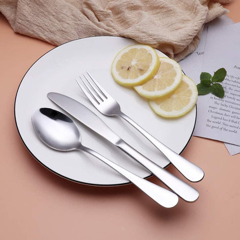 Portable Stainless Steel Flatware Set, Travel Camping Cutlery Set, Portable Utensil Travel Silverware Dinnerware Set with a Waterproof Case (Silve...