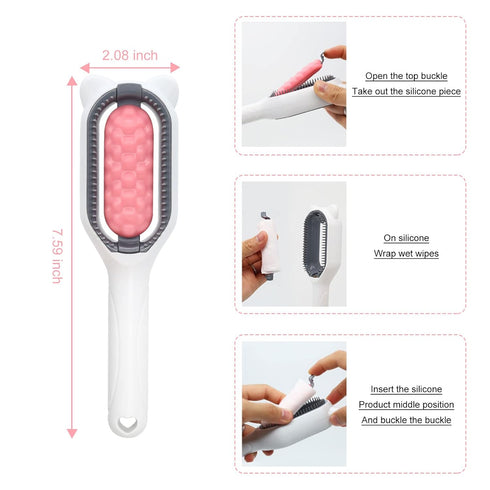 FuninCrea 4 in 1 Universal Pet Knots Remover, Pet Cleaning Hair Removal Comb Portable Multifunctional Pet Hair Knot Remover Reusable Pet Hair Brus...