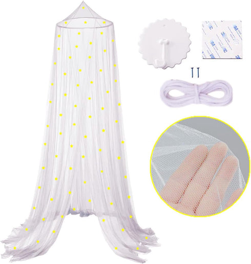 Eimilaly Stars Bed Canopy Glow in The Dark, Bed Canopy for Girls Mosquito Net, Princess Canopy for Girls Bed Room Decor, Blue...