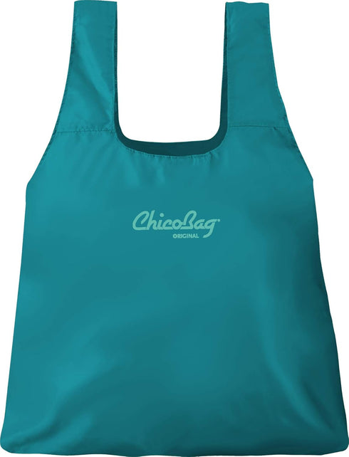 ChicoBag Original Compact Reusable Grocery Bag w/Attached Pouch and Carabiner Clip | Eco-Conscious Packable Tote | Variety 4pk - Mazarine, Aqua, O...